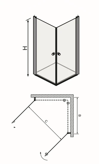 מקלחון פינתי טווין שתי כנפיים ניקל
