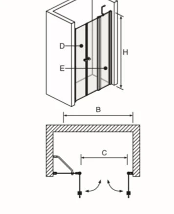 מקלחון טריפל דופן + שתי דלתות