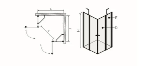 מקלחון MAX שתי קבועים שתי דלתות