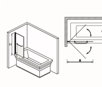דלת לאמבטיון אורך 78 ס״מ גובה 140 ס״מ