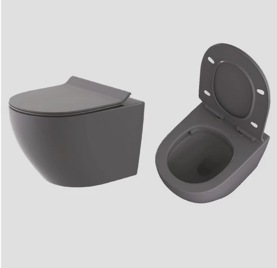 אסלה שקטה מונוסון קצרה בעומק 48 ס״מ מושב קשיח הידראולי נשלף 10 שנות אחריות