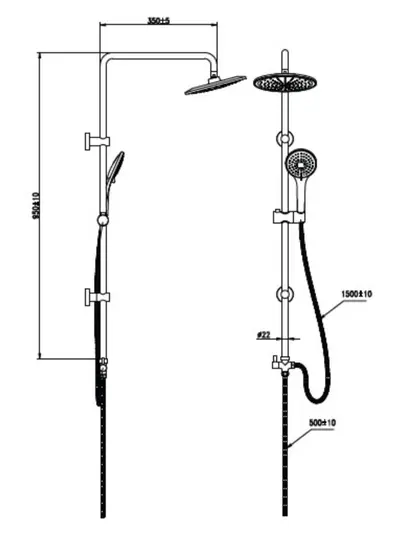 מוט פינוק 3 מצבים כולל ראש גשם מזלף וסבוניה